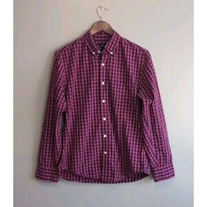 J.Crew Shirt Mens Medium M Red Blue Gingham Plaid Button Down Long Sleeve Cotton